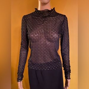 Intimately Free People Sheer Black and Gold Top